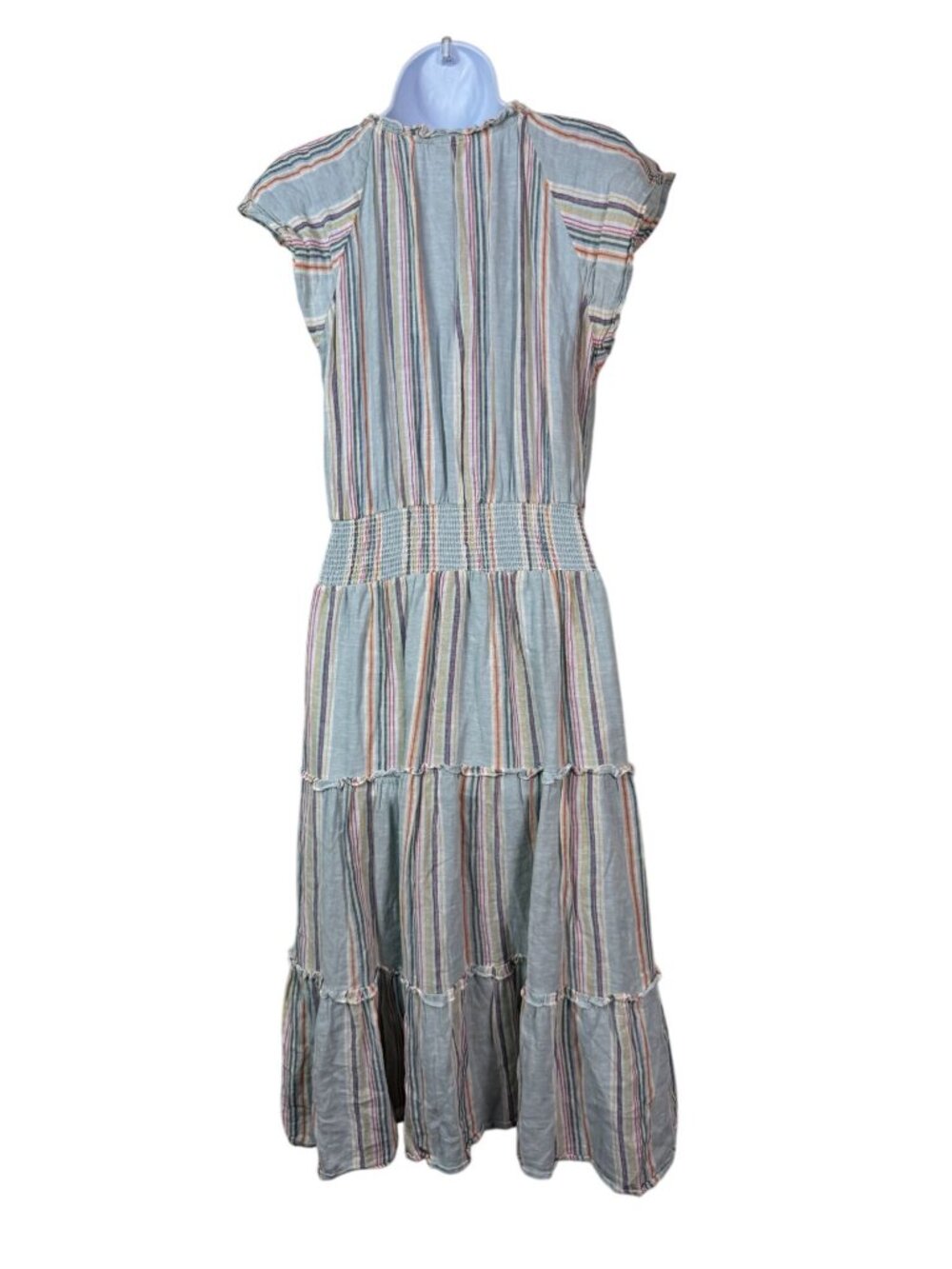 Rails Amelia Sage Harbour Stripe Tiered Midi Dress Linen Blend Size Small Green - Picture 14 of 16